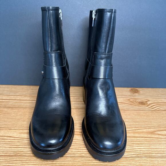 Dolce Vita Black Silver Lug Sole Horse Bit Leather Camros Harness Boot Women 7.5 - Picture 10 of 13